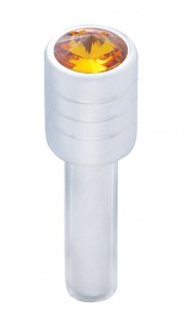 (2/Card) Chrome Door Lock W/ Medium Diamond - Amber