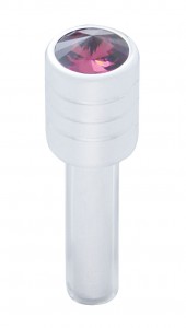 (2/Card) Chrome Door Lock W/ Medium Diamond - Purple