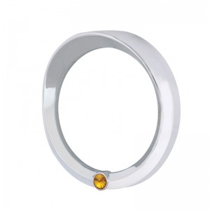 Chrome 2006+ Peterbilt Speed/Tachometer Gauge Cover W/ Visor & Diamond - Amber