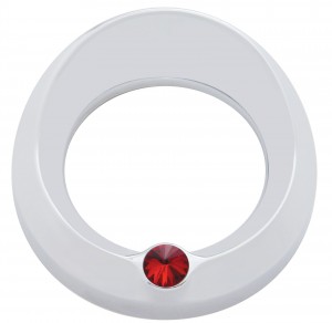 Chrome Peterbilt Speed/Tachometer Gauge Cover W/ Visor & Diamond - Red