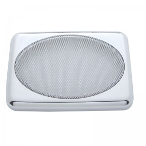 (2/Card) Chrome Plastic Peterbilt 7" Ax 4 7/8" Rectangular Speaker Cover