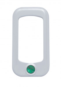 (3/Card) Chrome Plastic Rocker Switch Trim W/ Diamond - Green