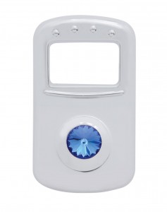 (3/Card) Chrome Plastic Peterbilt Rocker Switch Cover W/ Diamond - Blue