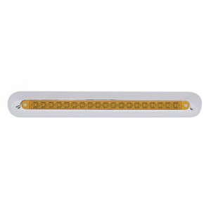 19 Amber Led 12" P/T/C Reflector Light Bar W/ Chrome Plastic Housing - Amber Lens