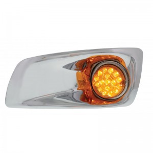 17 Amber Led Kenworth T660 Driver Front Bumper Single Function Clear Style Light W/ Reflector - Amber Lens