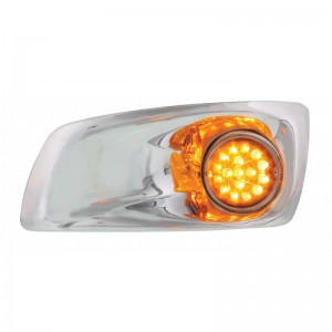 17 Amber Led Kenworth T660 Driver Front Bumper Dual Function Clear Style Light W/ Reflector - Amber Lens