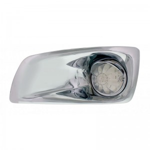 17 Amber Led Kenworth T660 Driver Front Bumper Dual Function Watermelon Style Light W/ Visor - Clear Lens