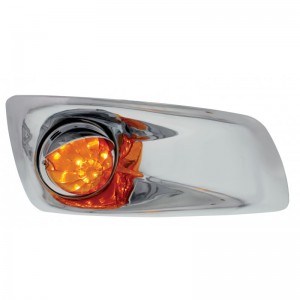 17 Amber Led Kenworth T660 Passenger Front Bumper Single Function Watermelon Style Light W/ Visor - Amber Lens