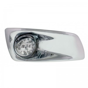 17 Amber Led Kenworth T660 Passenger Front Bumper Single Function Watermelon Style Light W/ Reflector W/ Visor - Clear Lens