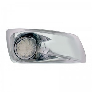 17 Amber Led Kenworth T660 Passenger Front Bumper Dual Function Watermelon Style Light W/ Visor - Clear Lens