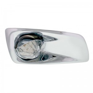 19 Amber Led Kenworth T660 Passenger Front Bumper Single Function Watermelon Style Light W/ Visor - Clear Lens