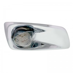 19 Amber Led Kenworth T660 Passenger Front Bumper Single Function Beehive Style Light W/ Visor - Clear Lens