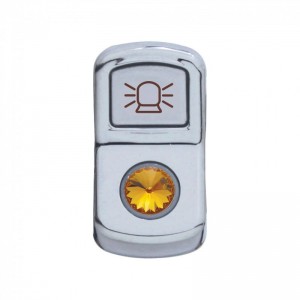 Chrome Plastic "Beacon Light" Rocker Switch Cover W/ Diamond - Amber