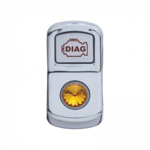 Chrome Plastic "Diagnostic" Rocker Switch Cover W/ Diamond - Amber