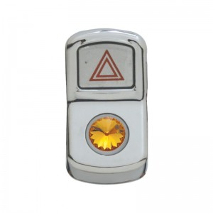 Chrome Plastic "Hazard" Rocker Switch Cover W/ Diamond - Amber