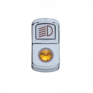 Chrome Plastic "Headlight" Rocker Switch Cover W/ Diamond - Amber