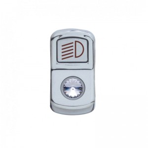 Chrome Plastic "Headlight" Rocker Switch Cover W/ Diamond - Clear