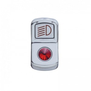 Chrome Plastic "Headlight" Rocker Switch Cover W/ Diamond - Red