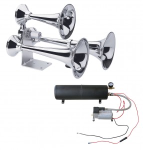 Chrome Deluxe 3 Trumpet Heavy Duty Train Horn Bundle - Classic Style