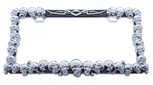 Chrome Designer License Frame - Skull