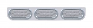 Stainless Steel Light Bracket W/ Three 10 Red Led Reflector Oval Light W/ Visor - Clear Lens