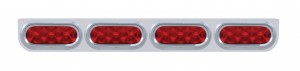Stainless Steel Light Bracket W/ Four 10 Red Led Oval Light W/ Visor - Red Lens