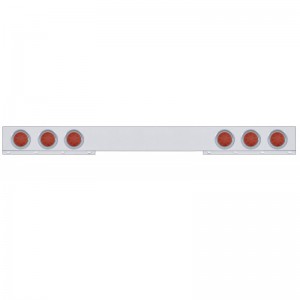 Stainless Steel 1 Piece Rear Light Bar W/ Six 12 Red Led 4" Reflector Light W/ Visor - Red Lens