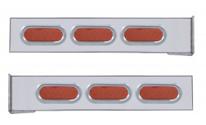 (2/Bulk) Stainless Steel 2 Pcs. Rear Lt Bar W/ 6 Straight 19 Led Oval Lens Lt W/ Visor - 4 Hole Flange Mount