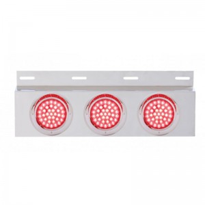 Stainless Steel Top Mud Flap Light Bracket W/ Three 36 Led 4" Light W/ Visor - Red Lens
