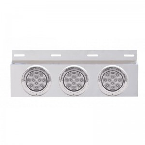 Stainless Steel Top Mud Flap Light Bracket W/ Three 12 Led 4" Light W/ Visor - Clear Lens