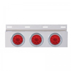 Stainless Steel Top Mud Flap Light Bracket W/ Three 10 Led 4" Light W/ Visor - Red Lens