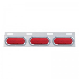 Stainless Steel Top Mud Flap Light Bracket W/ Three 60 Led Oval Light W/ Visor - Red Lens