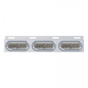 Stainless Steel Top Mud Flap Light Bracket W/ Three 60 Led Oval Light W/ Visor - Clear Lens