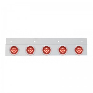 Stainless Steel Top Mud Flap Light Bracket W/ Five 9 Led 2" Clearance/Marker Light W/ Visor - Red Lens