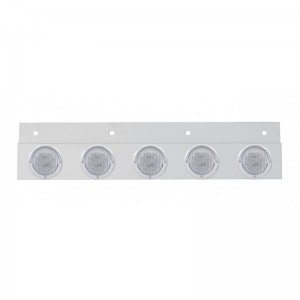 Stainless Steel Top Mud Flap Light Bracket W/ Five 9 Led 2" Clearance/Marker Light W/ Visor - Clear Lens