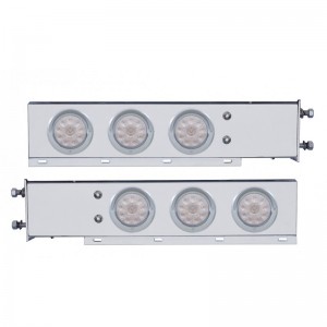 (2/Bulk) Economy 430 Stainless Steel Spring Loaded Rear Light Bar W/ Six 10 Red Led 4" Light W/ Visor - Clear Lens (2 1/2" B.P.)