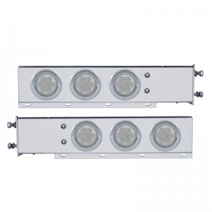 (2/Bulk) Economy 430 Stainless Steel Spring Loaded Rear Light Bar W/ Six 7 Red Led 4" Light W/ Visor - Clear Lens (2 1/2" B.P.)