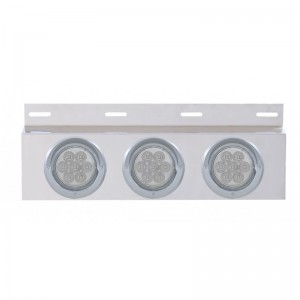 Stainless Steel Top Mud Flap Light Bracket W/ Three 7 Led 4" Light W/ Visor - Clear Lens