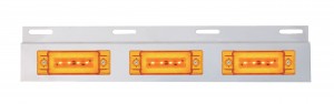 Stainless Steel Top Mud Flap Light Bracket W/ 3 16 Amber Led Large Rectangula "Glo" Light - Amber Lens