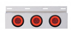 Stainless Steel Top ,Ud Flap Light Bracket W/Three 21 Red Led "Glo" Light W/ Grommet - Red Lens