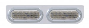 Stainless Steel Light Bracket W/ Two 60 Red Led Oval Light W/ Bezel - Clear Lens