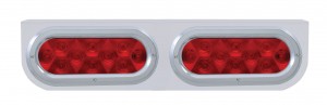 Stainless Steel Light Bracket W/ Two 10 Red Led Oval Light W/ Bezel - Red Lens