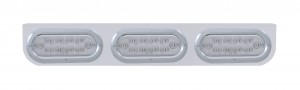 Stainless Steel Light Bracket W/ Two 10 Red Led Reflector Oval Light W/ Bezel - Clear Lens