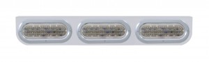 Stainless Steel Light Bracket W/ Three 60 Amber Led Oval Light W/ Bezel - Clear Lens