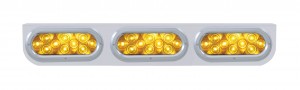 Stainless Steel Light Bracket W/ Three 10 Amber Led Oval Light W/ Bezel - Amber Lens