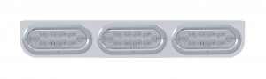 Stainless Steel Light Bracket W/ Three 10 Red Led Reflector Oval Light W/ Bezel - Clear Lens