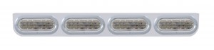 Stainless Steel Light Bracket W/ Four 60 Amber Led Oval Light W/ Bezel - Clear Lens