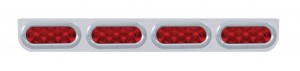 Stainless Steel Light Bracket W/ Four 10 Red Led Oval Light W/ Bezel - Red Lens