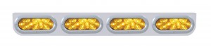 Stainless Steel Light Bracket W/ Four 10 Amber Led Oval Light W/ Bezel - Amber Lens
