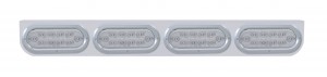 Stainless Steel Light Bracket W/ Four 10 Red Led Reflector Oval Light W/ Bezel - Clear Lens